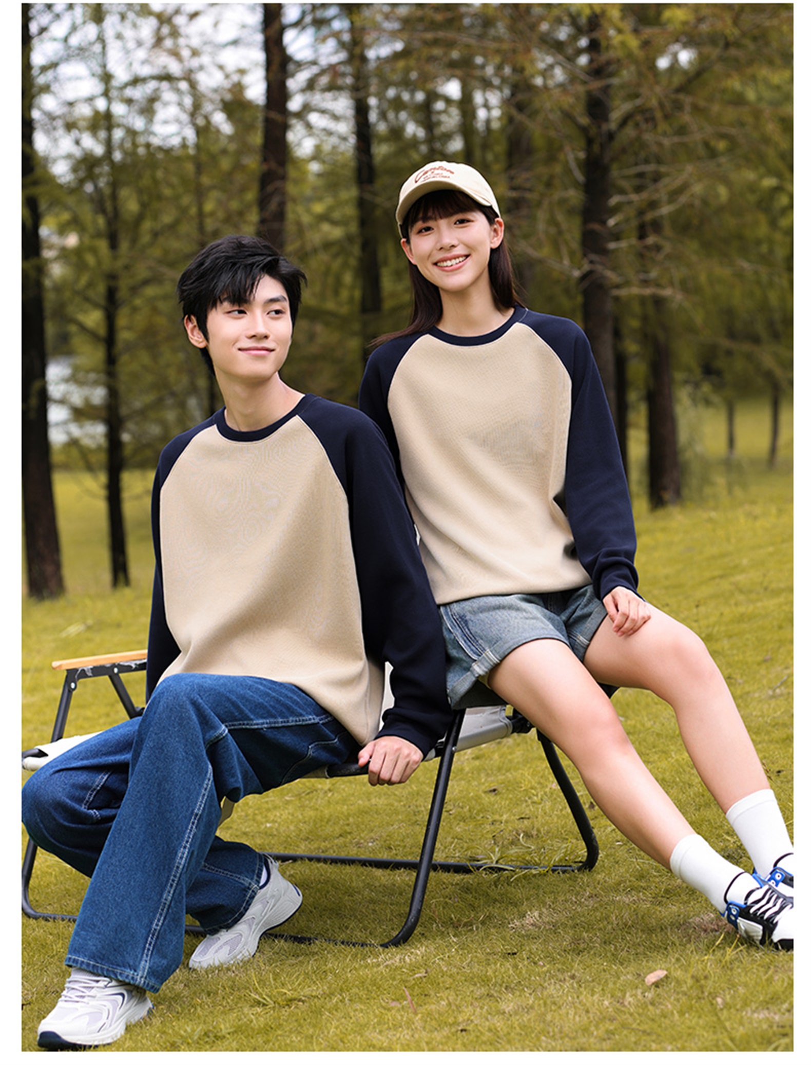 330g new oxygen cotton thin color matching round neck sweatshirt W07-CX-8806