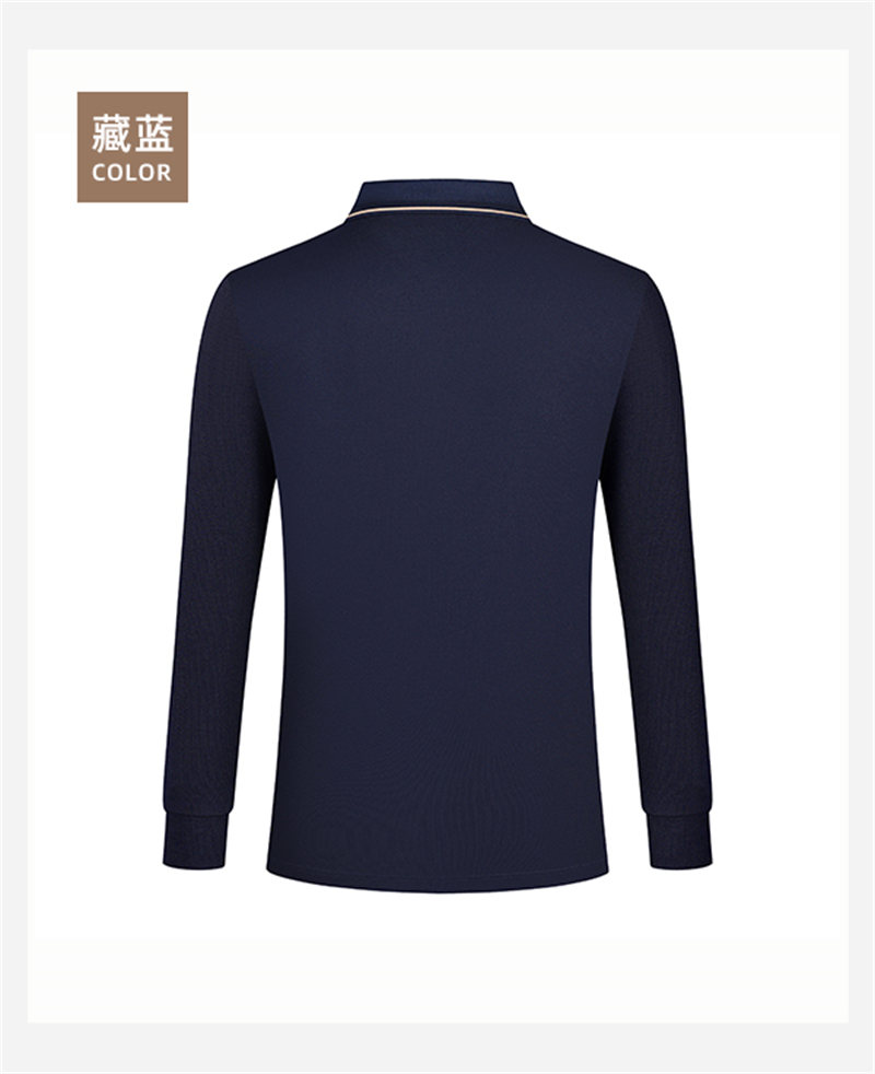 Contrast color lapel long sleeve POLO shirt GJ61-35003