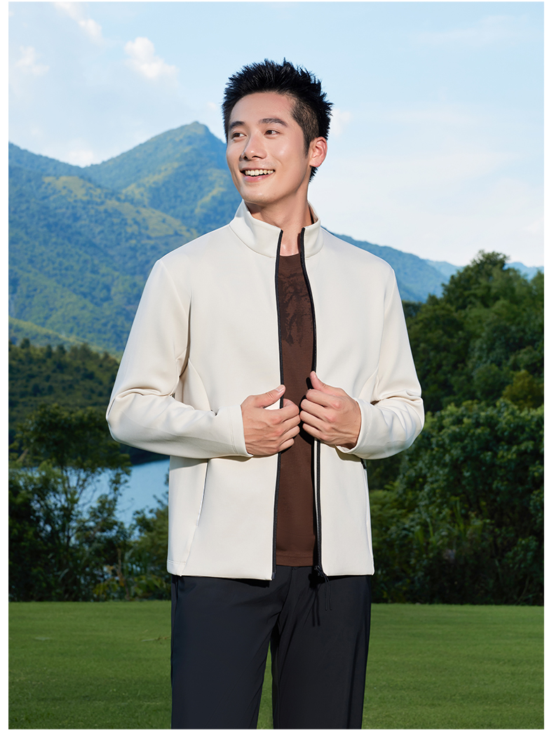 290g high-end skin-friendly Q elastic zipper long-sleeved jacket GJ11-8851