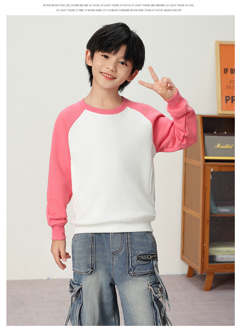 400g high-quality macaron raglan round neck sweatshirt for children YZ03-9988