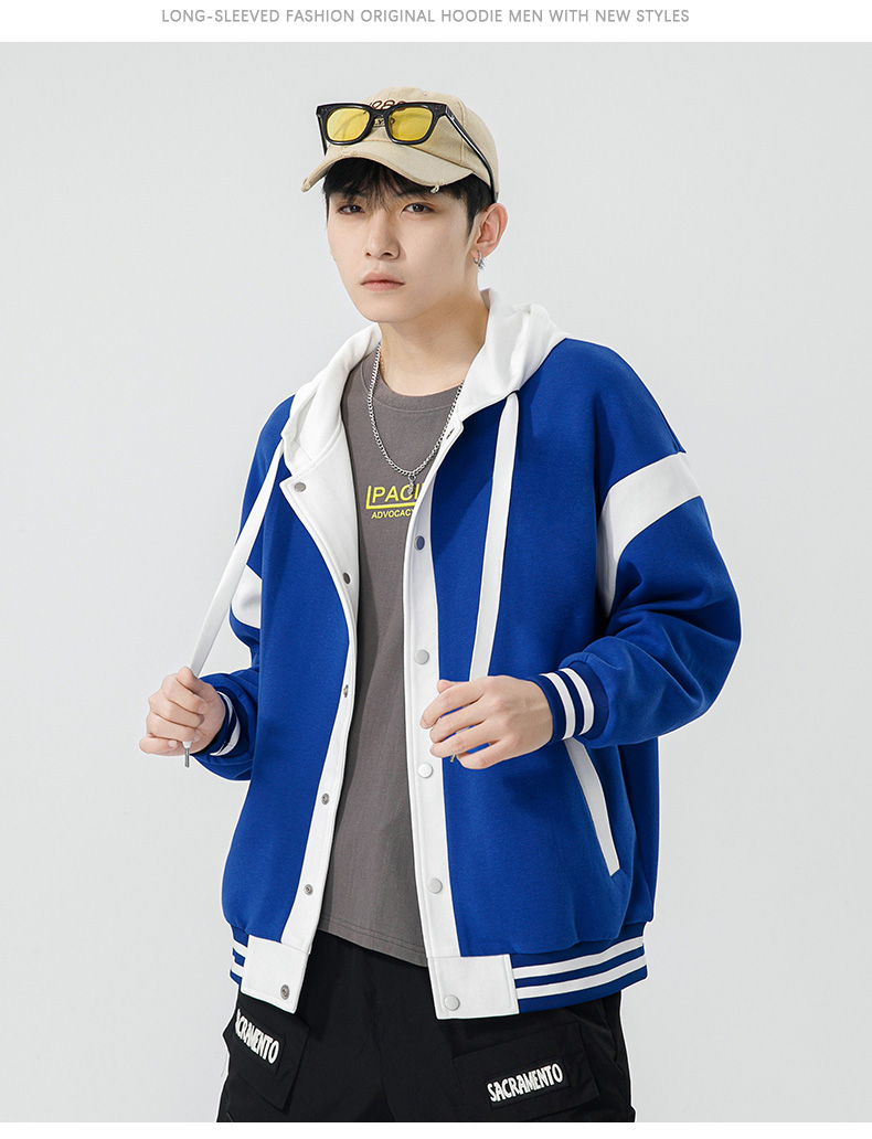 Fashionable casual color matching hooded sweatshirt KW-8550