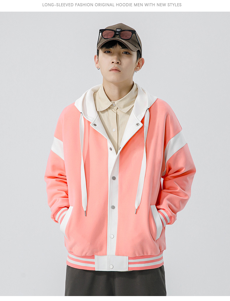 Fashionable casual color matching hooded sweatshirt KW-8550