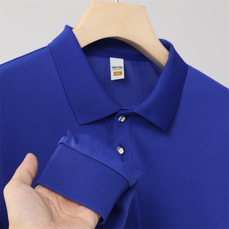 Cool cotton solid color business long sleeve POLO shirt W01-295