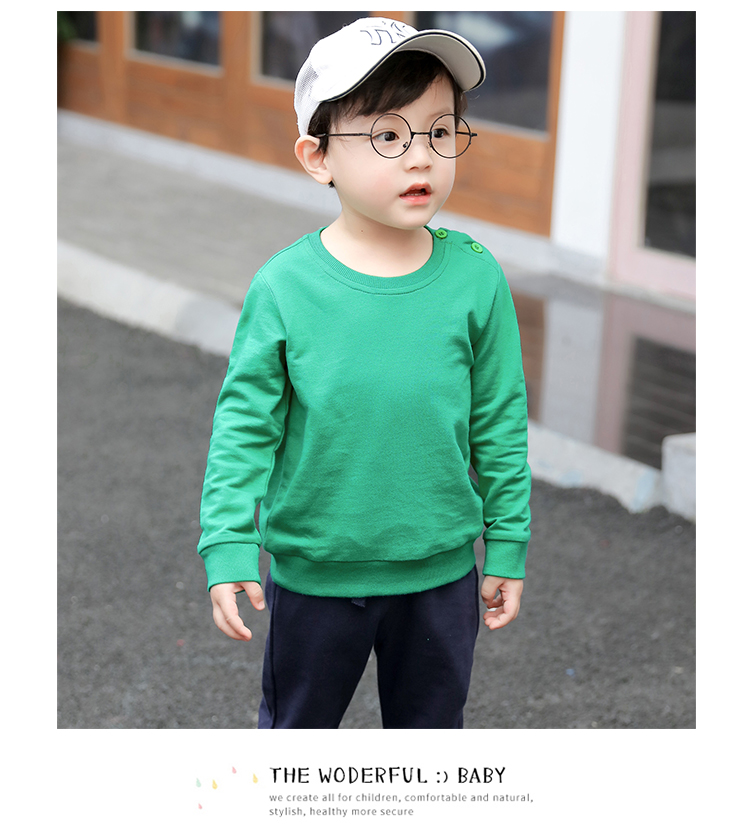 Pure cotton round neck pullover sweatshirt for children D31-Small sweatshirt