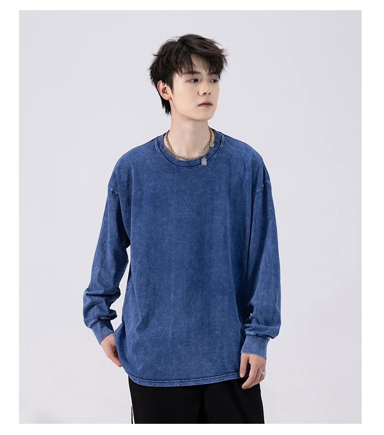 250g colorful washed distressed drop shoulder round neck pullover sweatshirt KD2-JRT8912