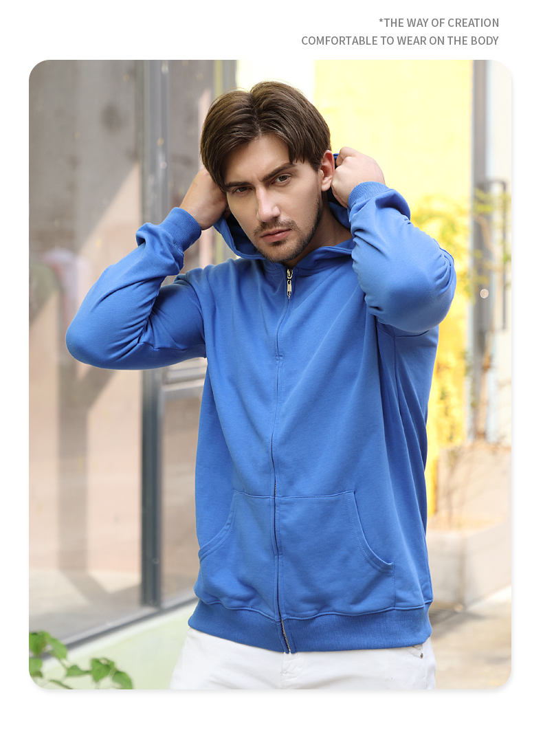 300g wool coil casual fashion hooded zipper sweatshirt CF013