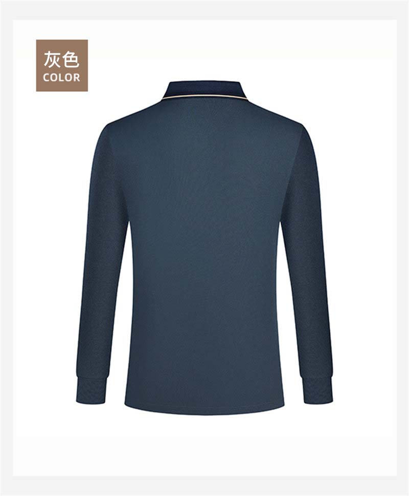 Contrast color lapel long sleeve POLO shirt GJ61-35003