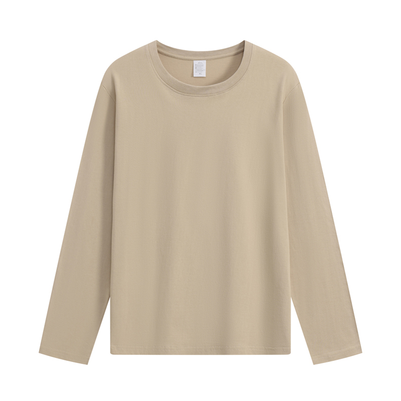 200g pure cotton round neck long sleeve T-shirt YZ01-707