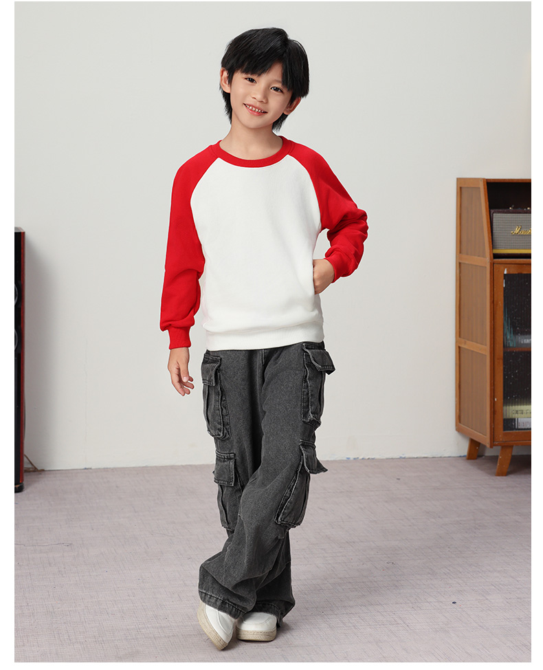 400g high-quality macaron raglan round neck sweatshirt for children YZ03-9988