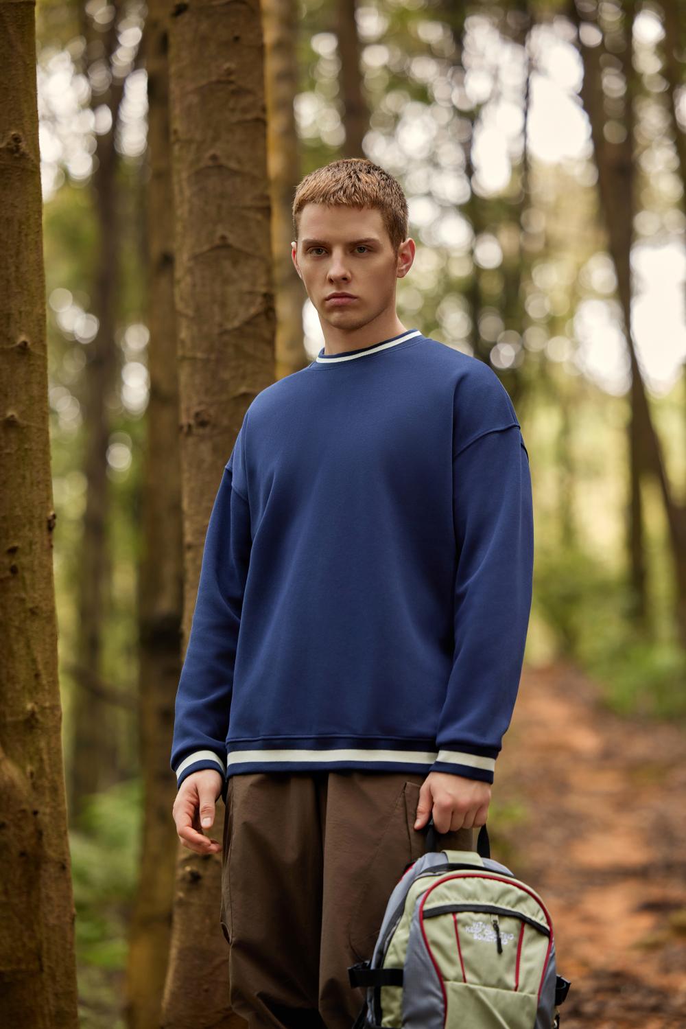 320g colorblock round neck pullover sweatshirt GT4-D28