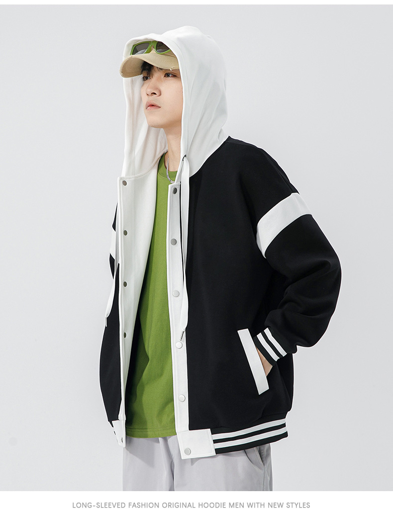 Fashionable casual color matching hooded sweatshirt KW-8550