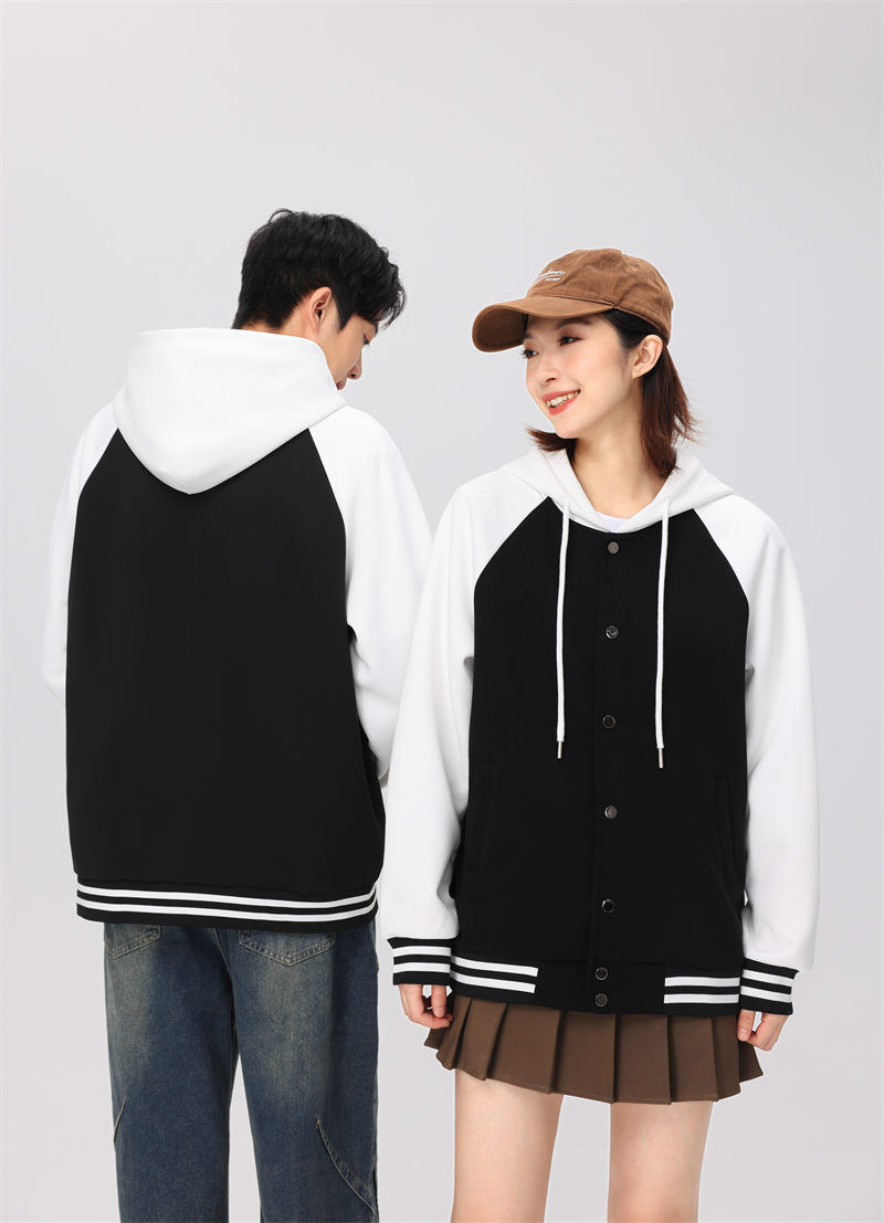 320g comfortable cotton loose raglan hooded baseball jacket GJ23-B091