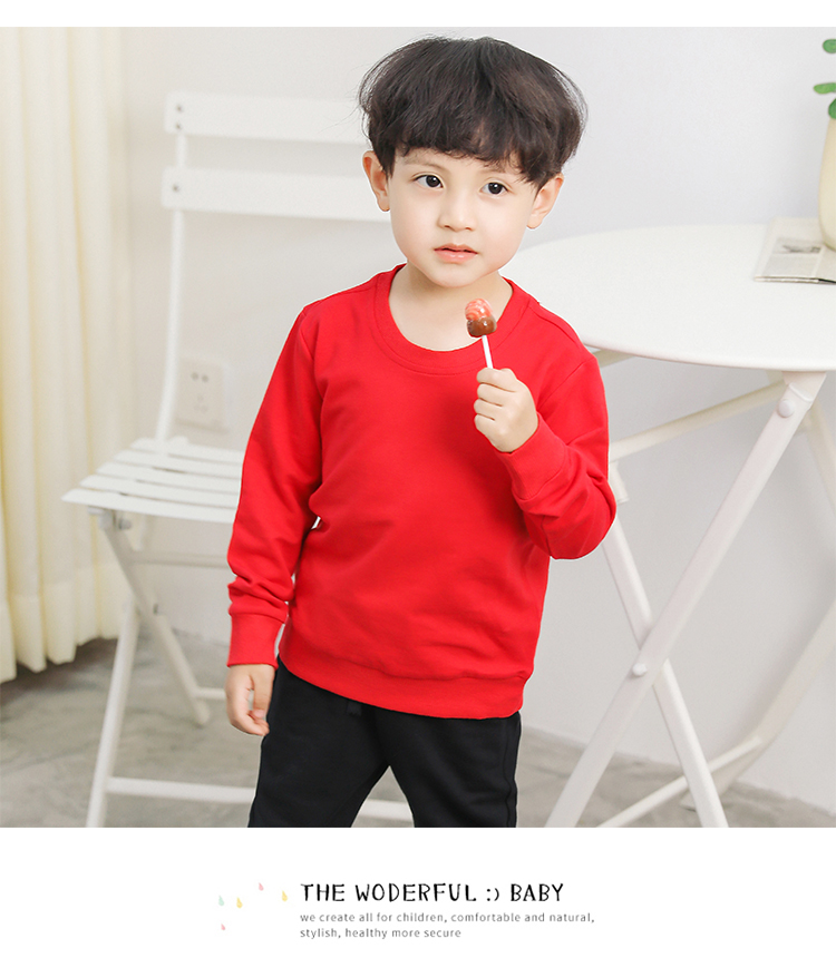 Pure cotton round neck pullover sweatshirt for children D31-Small sweatshirt