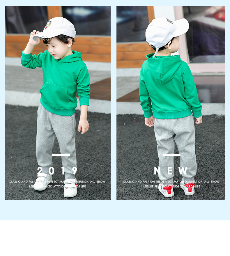 Pure cotton hooded pullover sweatshirt for kids D31-Pocket hooded sweatshirt