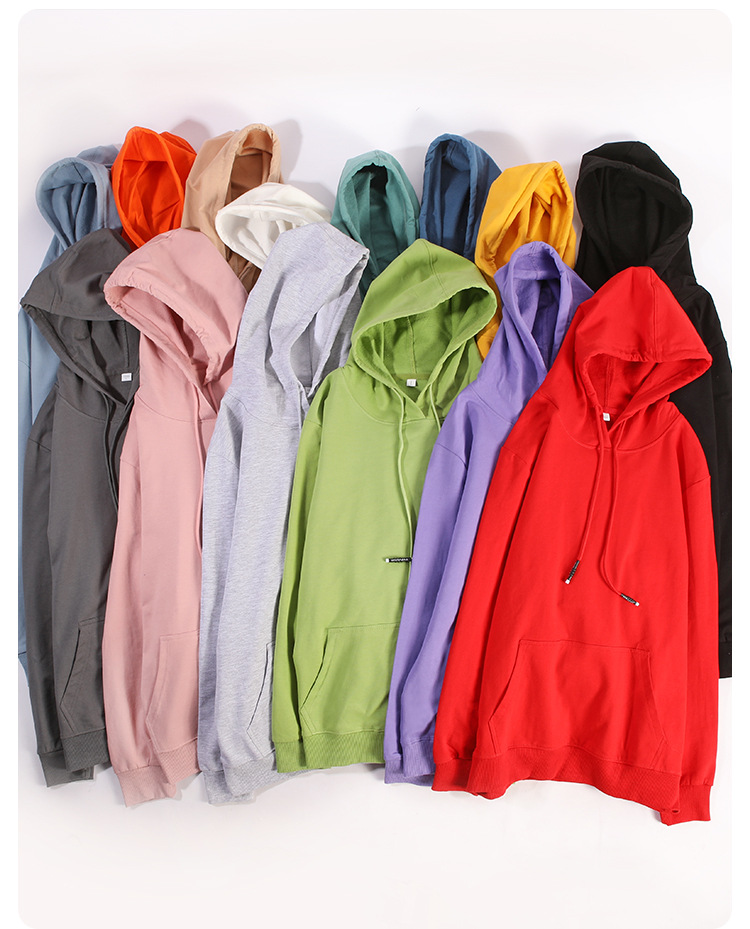 260g Spring and Autumn solid color terry hooded pullover sweatshirt BC4-5478