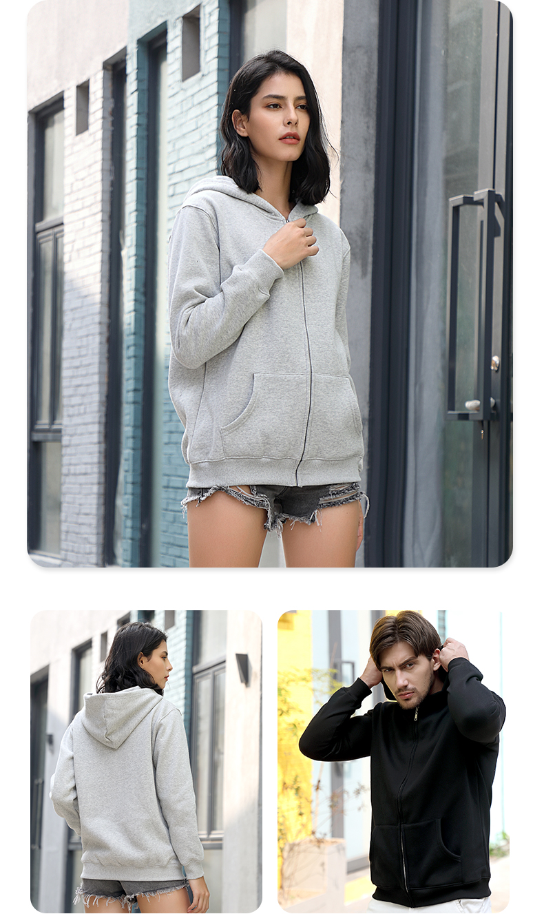 330g fleece casual fashion hooded zipper sweatshirt CF023