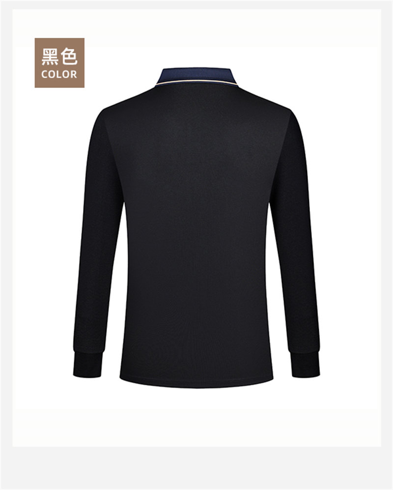 Contrast color lapel long sleeve POLO shirt GJ61-35003