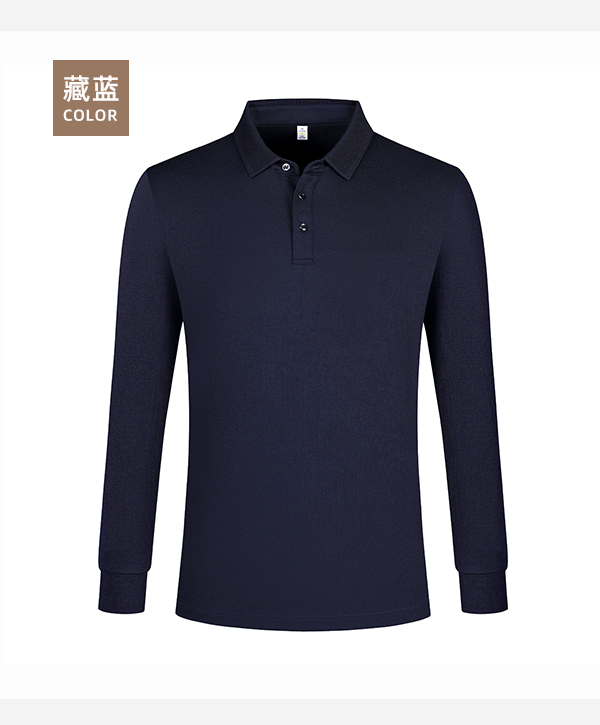 Fashion solid color long sleeve POLO shirt GJ61-35001