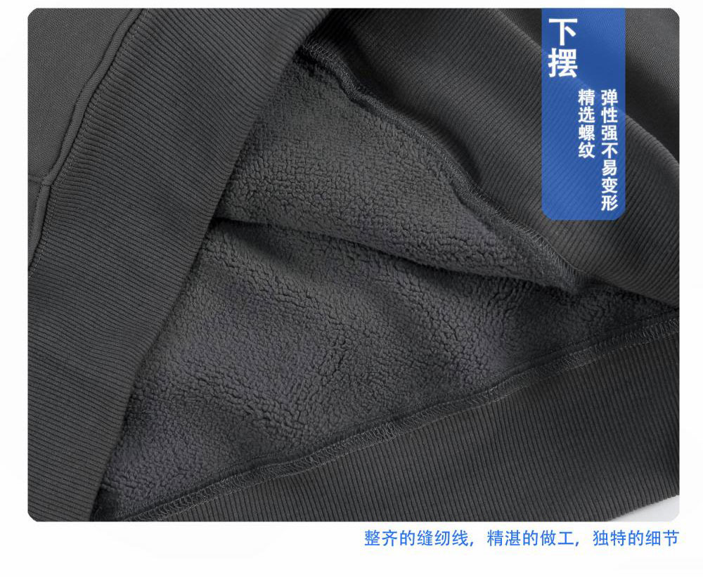 500g imitation lambskin heavy plus velvet drop shoulder hooded pullover sweater universal style GJ23-M063