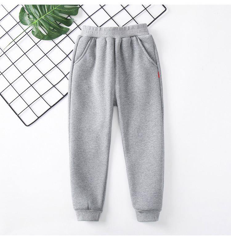 420g plus velvet silver fox fleece children casual sweatpants D03-8033