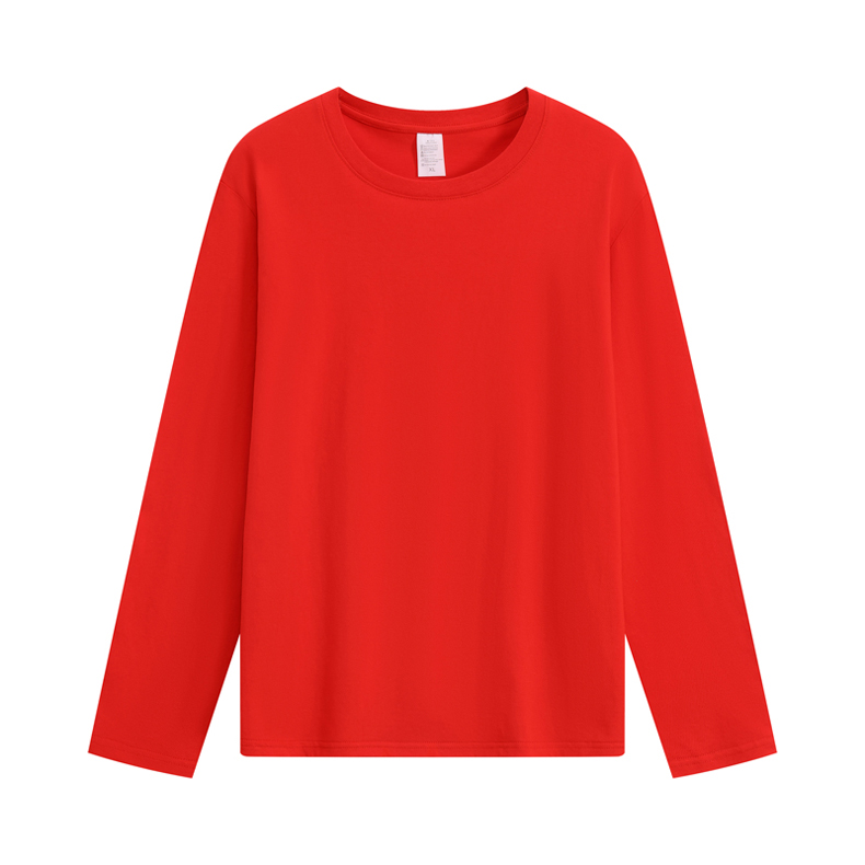 200g pure cotton round neck long sleeve T-shirt YZ01-707