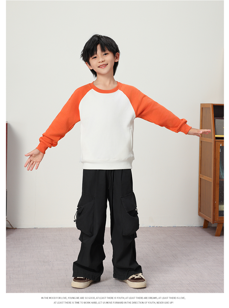 400g high-quality macaron raglan round neck sweatshirt for children YZ03-9988