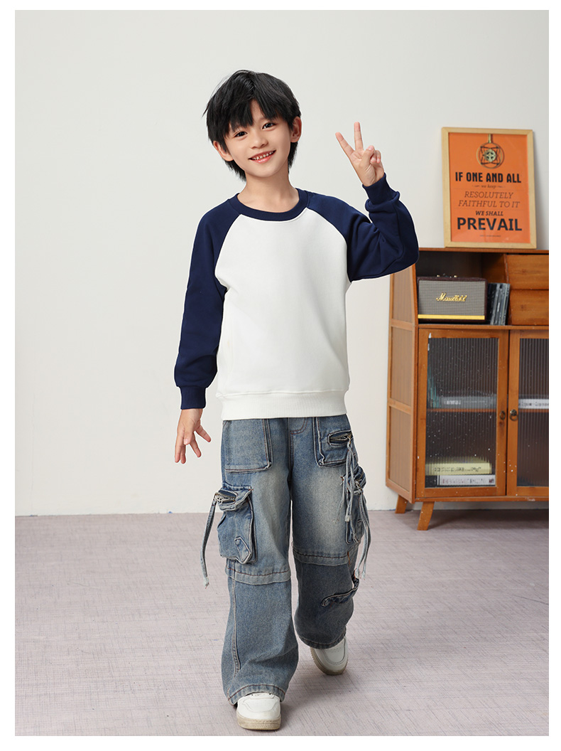 400g high-quality macaron raglan round neck sweatshirt for children YZ03-9988