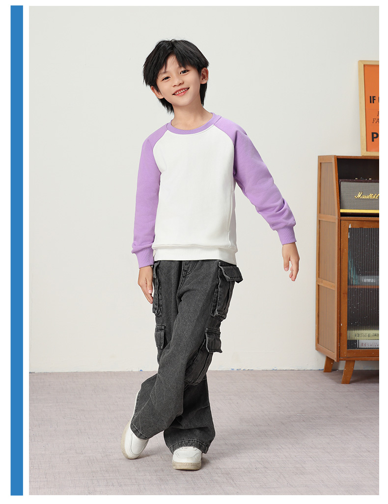 400g high-quality macaron raglan round neck sweatshirt for children YZ03-9988