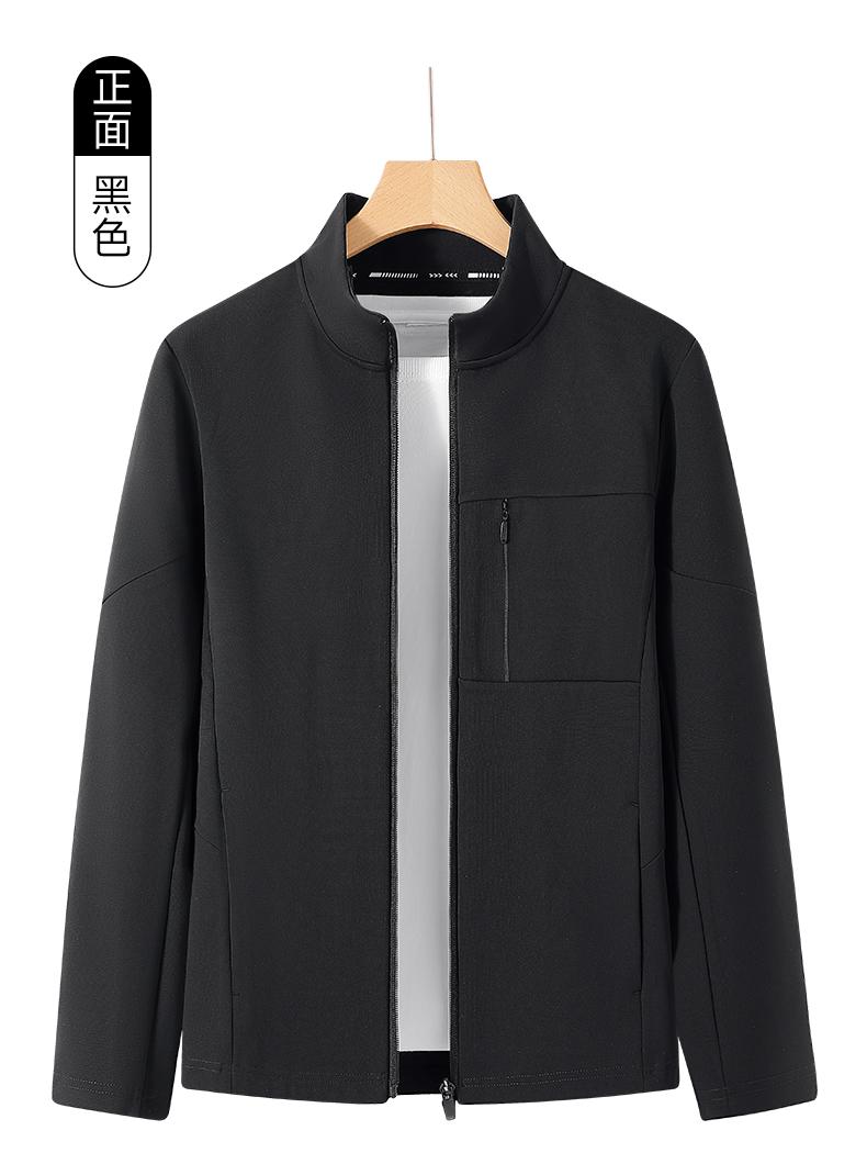 Solid color sports casual stand collar zipper sweatshirt W02-9566