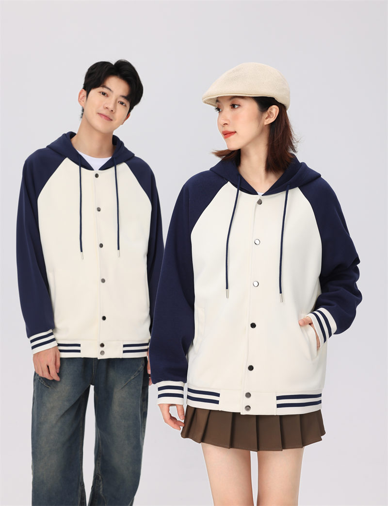 320g comfortable cotton loose raglan hooded baseball jacket GJ23-B091