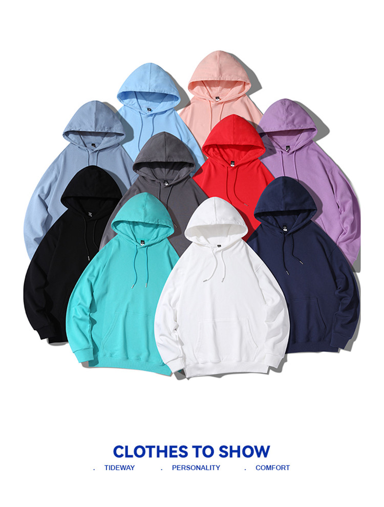 340g pure cotton large terry drop shoulder hooded pullover sweatshirt universal style S04-13321