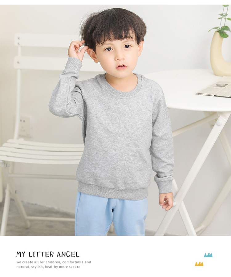 Pure cotton round neck pullover sweatshirt for children D31-Small sweatshirt