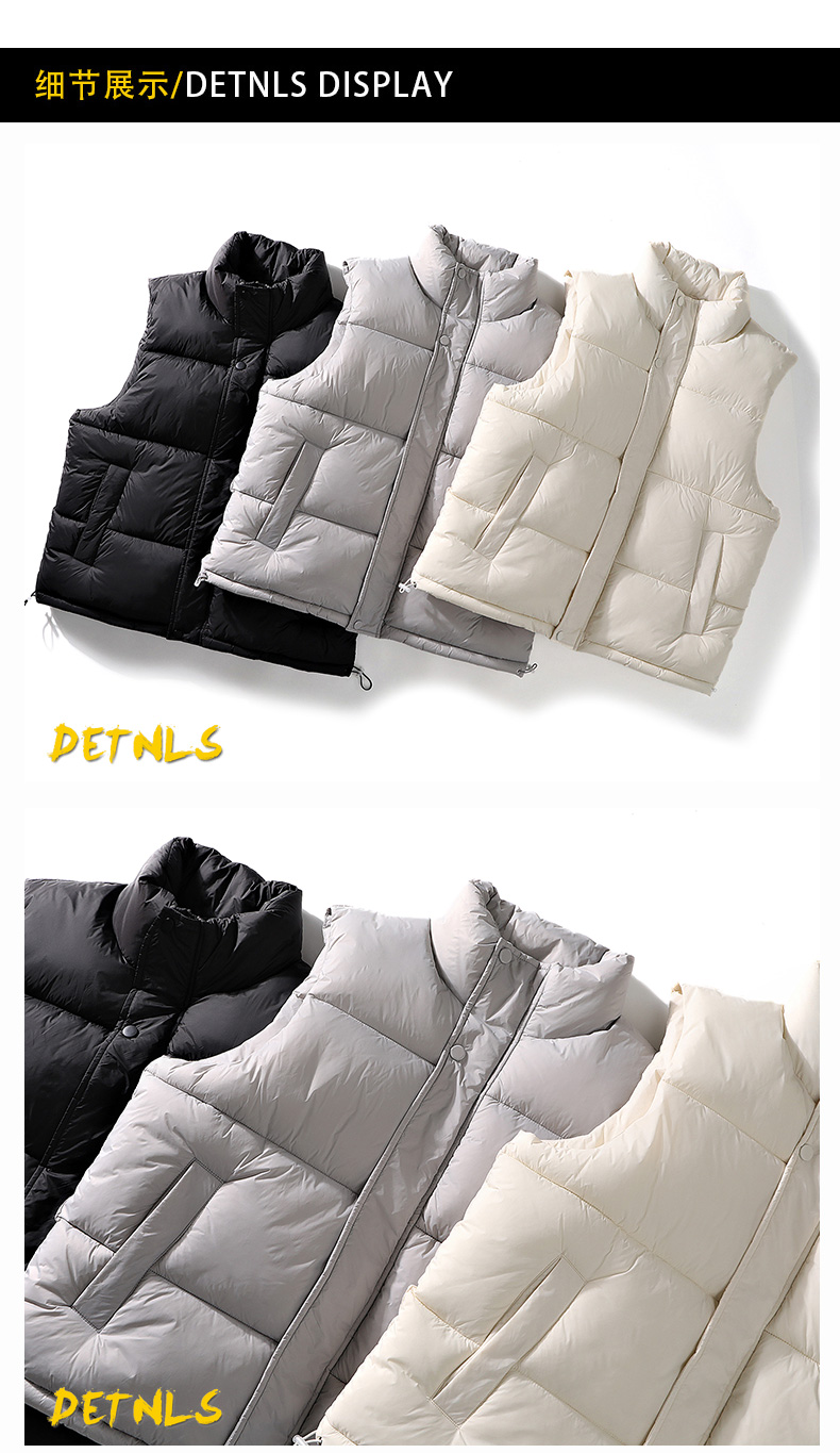 Nylon water-repellent solid color stand-up collar thick warm vest KA2-MX-K803