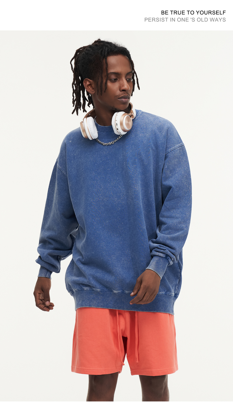 420g American retro washed round neck sweatshirt GJ67-8218