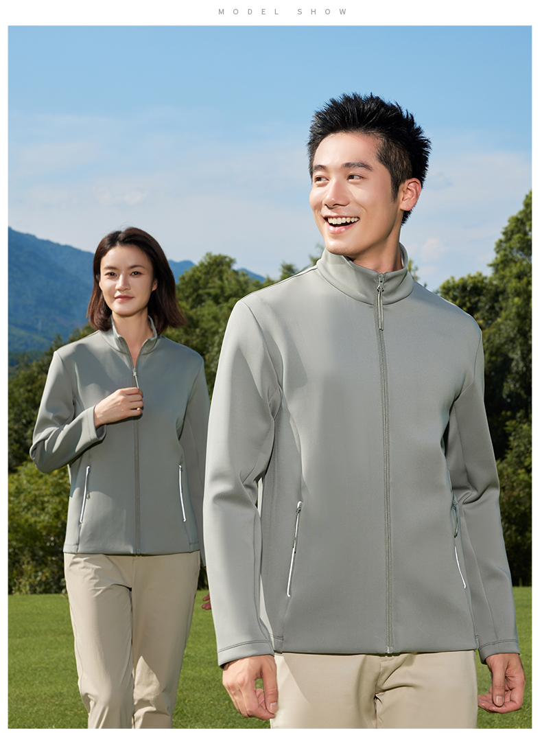 290g high-end skin-friendly Q elastic zipper long-sleeved jacket GJ11-8851