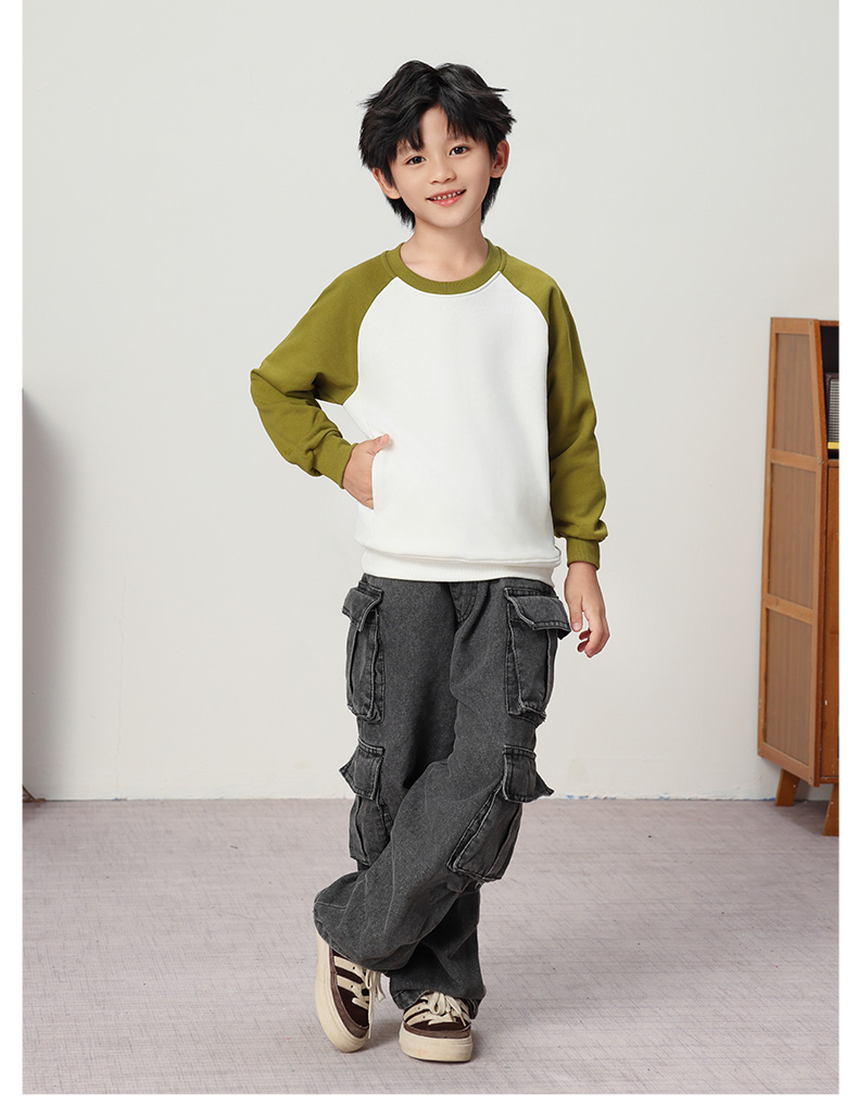 400g high-quality macaron raglan round neck sweatshirt for children YZ03-9988