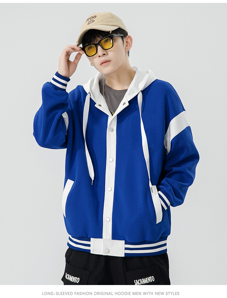 Fashionable casual color matching hooded sweatshirt KW-8550