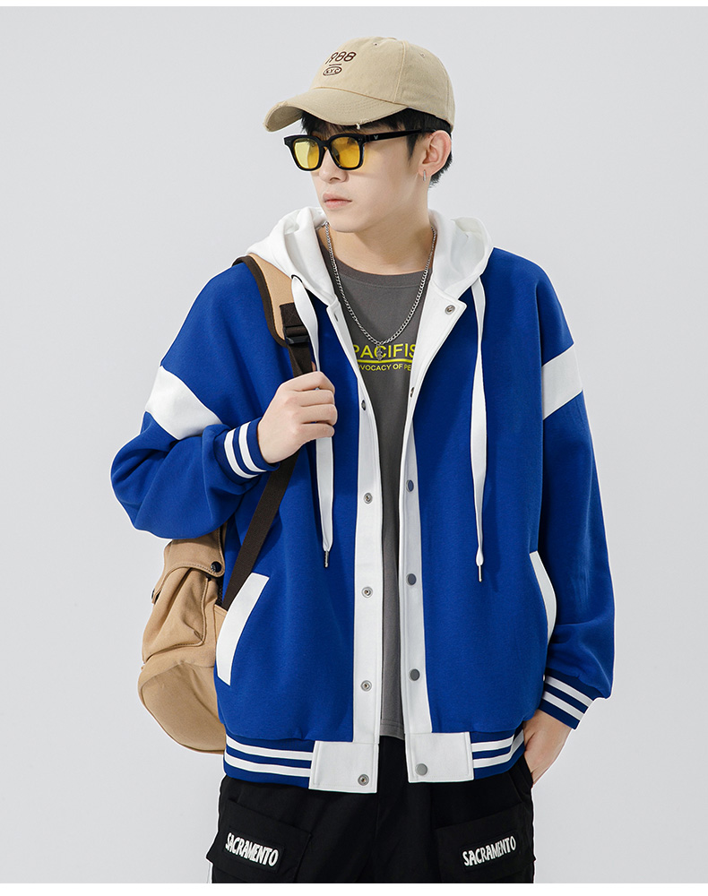 Fashionable casual color matching hooded sweatshirt KW-8550