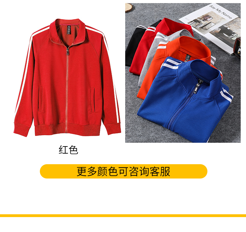 Thin three-bar stand-up collar zipper sweatshirt H04-205