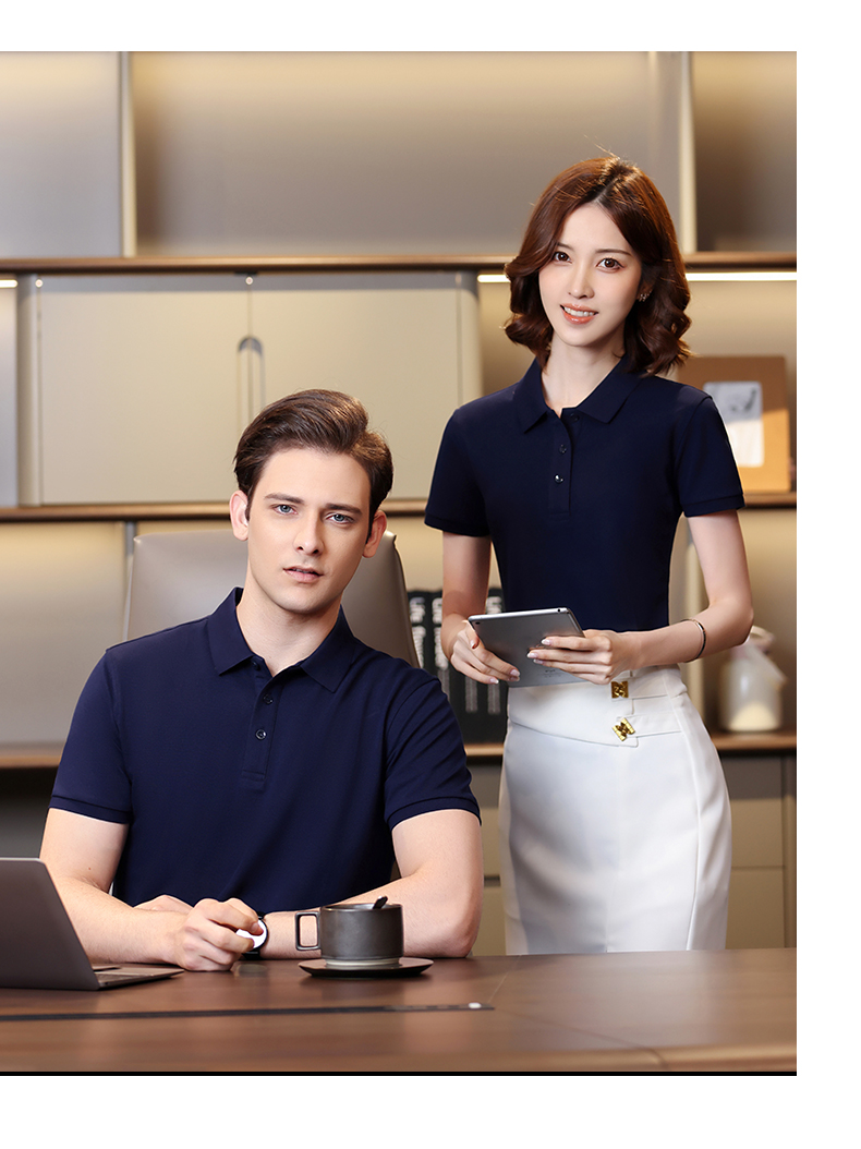 210g 40s double yarn medium beaded horse cotton beaded flower short sleeve POLO shirt GJ15-2386