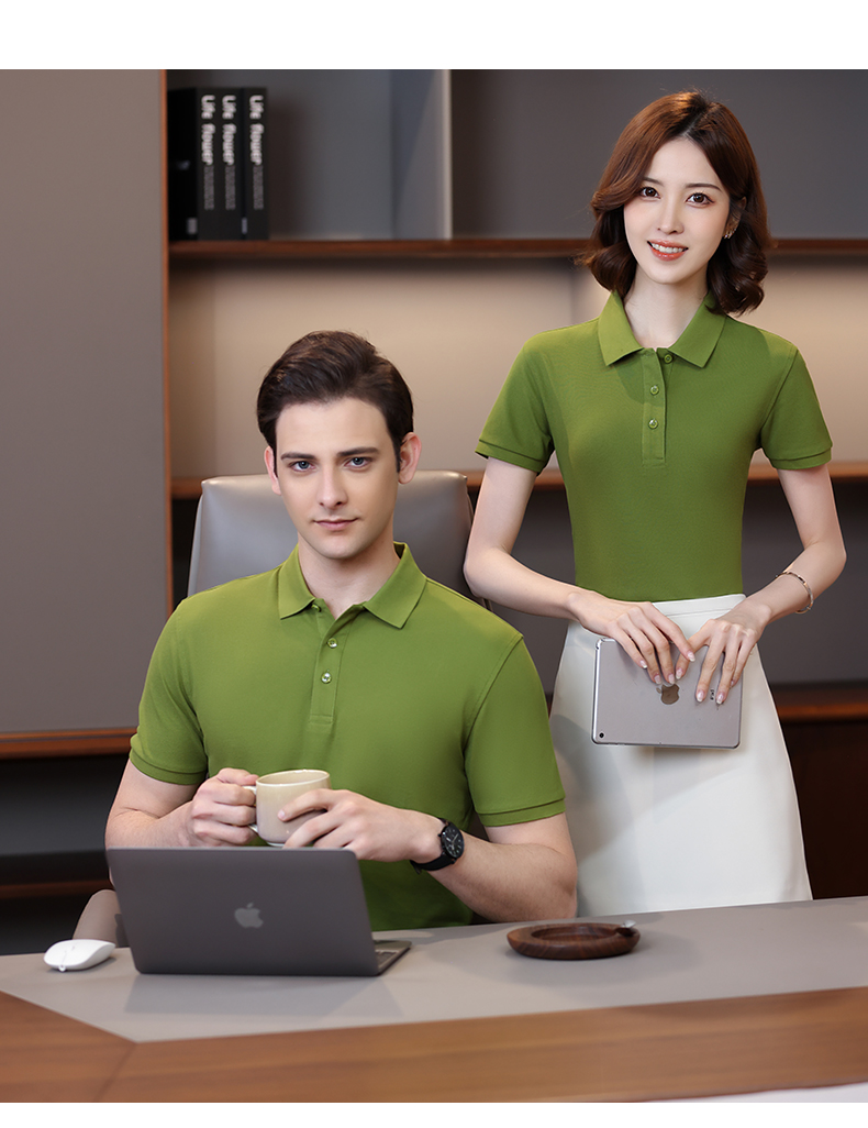210g 40s double yarn medium beaded horse cotton beaded flower short sleeve POLO shirt GJ15-2386