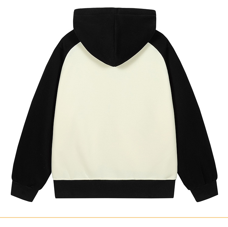 Contrast color cardigan hooded zipper sweatshirt KE3-0253243