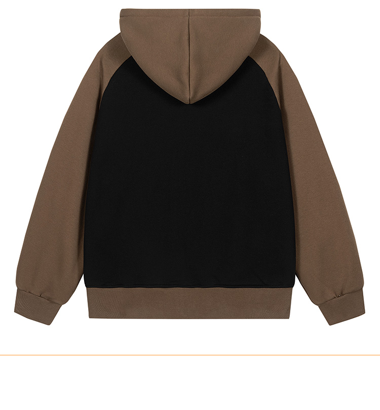 Contrast color cardigan hooded zipper sweatshirt KE3-0253243