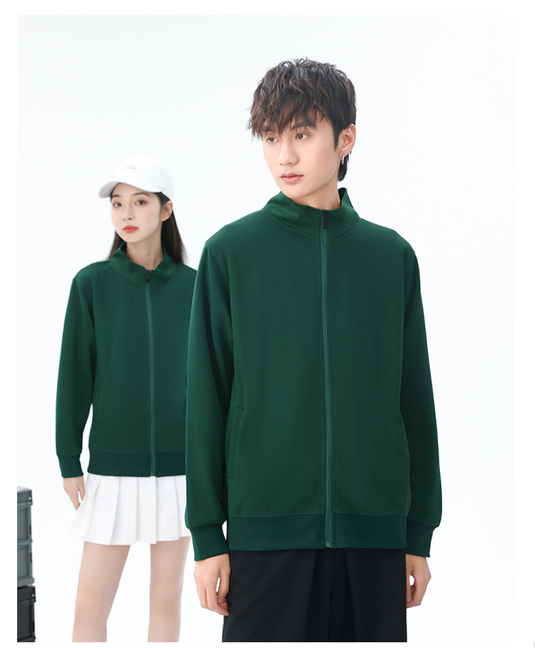 310g flat healthy cloth thin stand collar zipper sweatshirt W02-2222