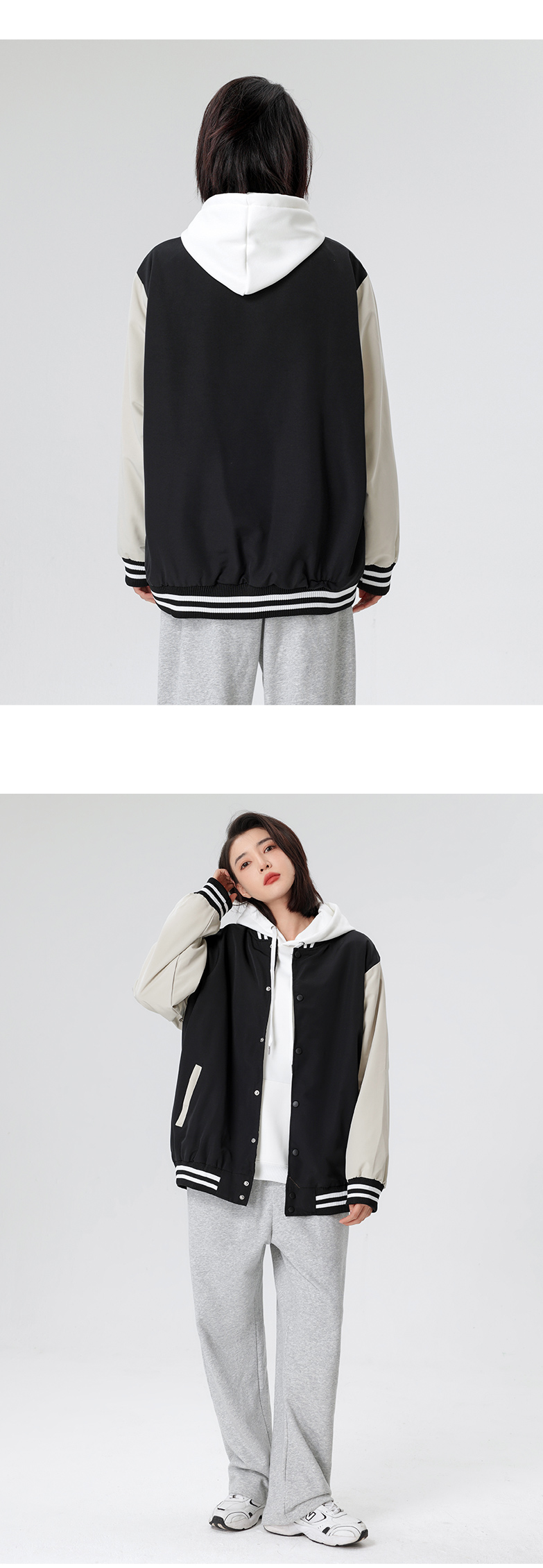 Fashion brand drop shoulder contrast color baseball jacket GT4-D807