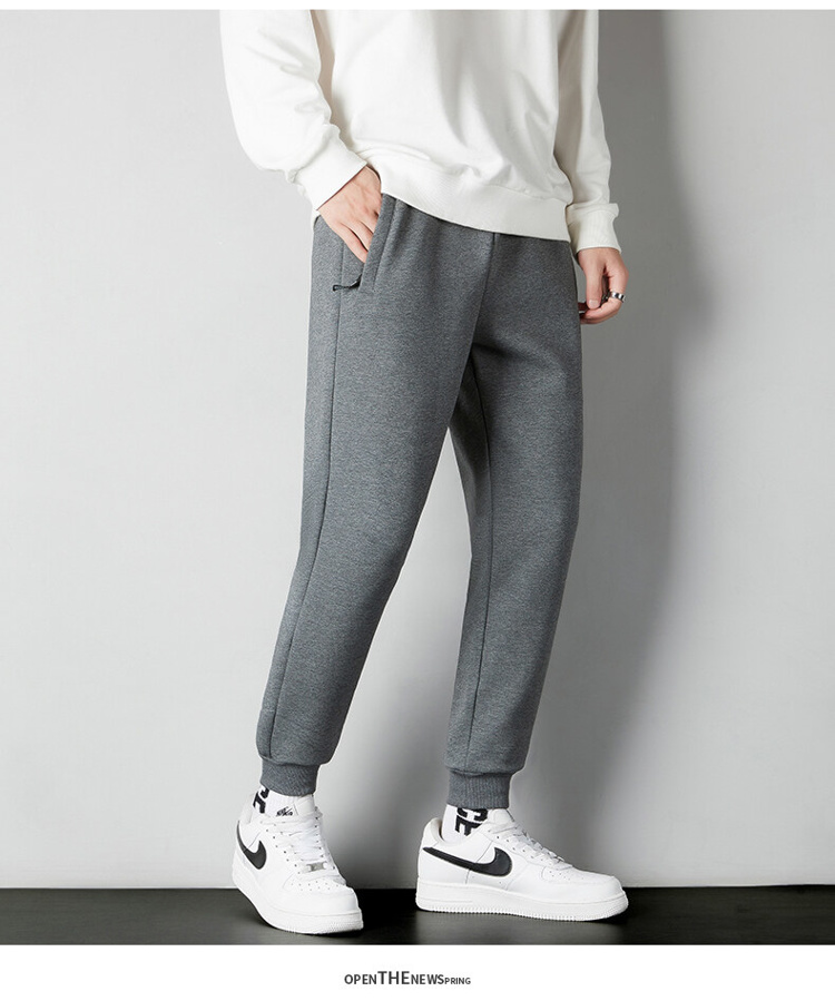 Knitted cuffs plus velvet casual sweatpants men KE3-0282009JR