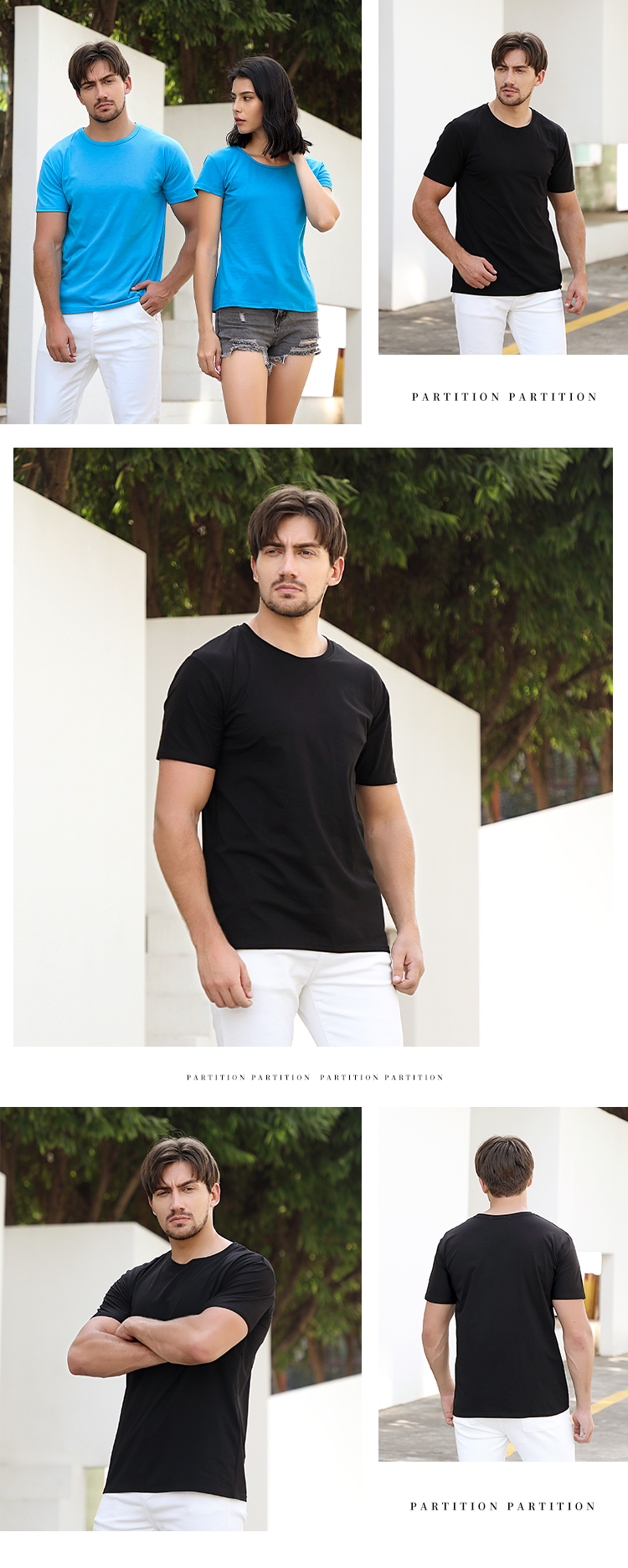 200g 32 combed Lycra cotton round neck T-shirt men CF301 men