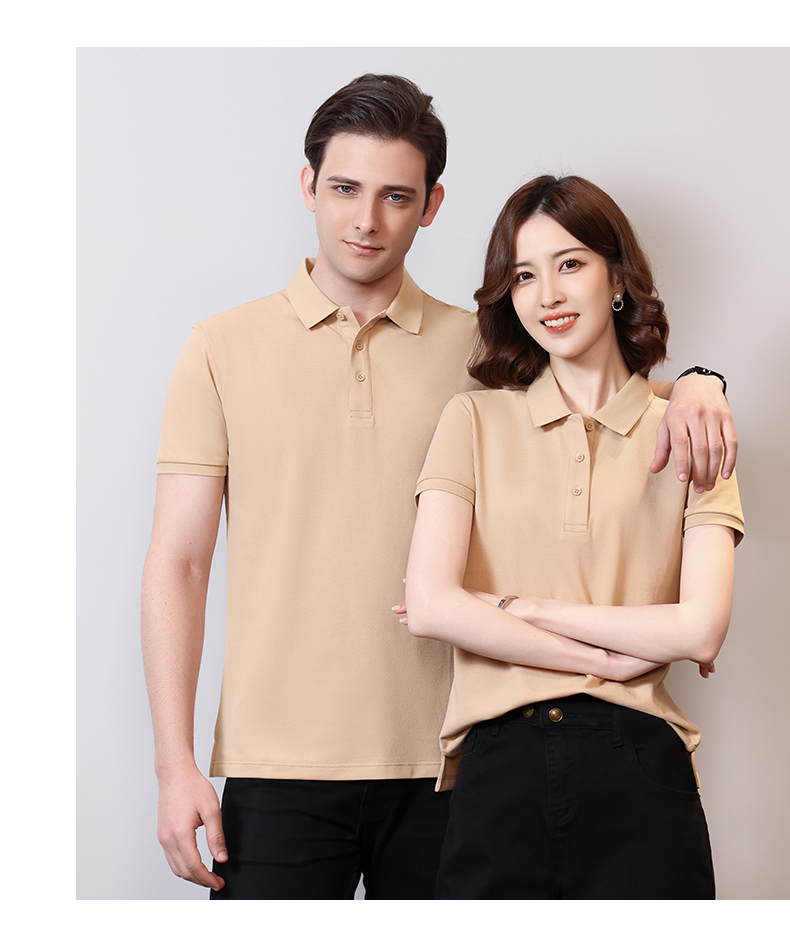 210g 40s double yarn medium beaded horse cotton beaded flower short sleeve POLO shirt GJ15-2386