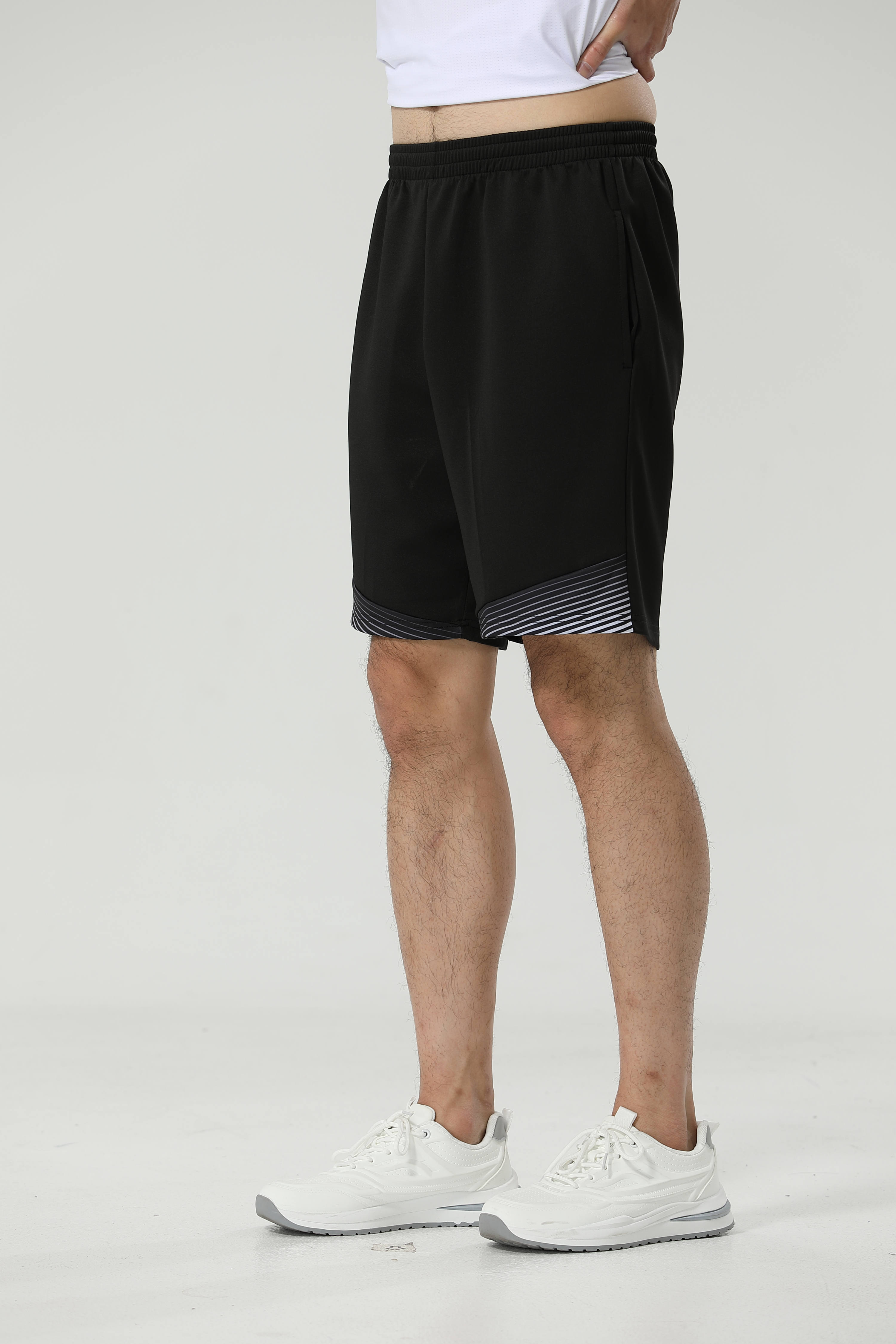 Black color matching pearl casual shorts 110-294