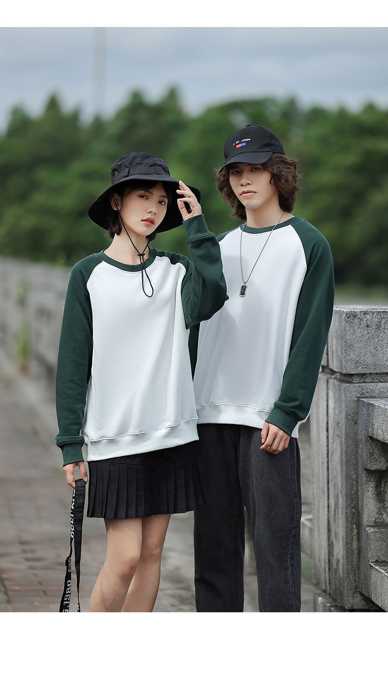 330g raglan colorblock round neck pullover sweatshirt GJ43-620